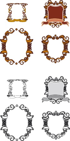 Vector retro shield color and black-and-whiteのイラスト素材