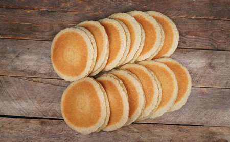 Qatayef bread, Traditional Arabic Ramadan Sweets. Top viewの写真素材