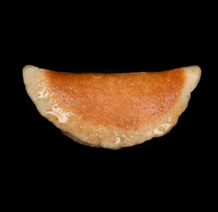 Qatayef, Traditional Arabic Ramadan Sweets, black background isolated .Top viewの写真素材