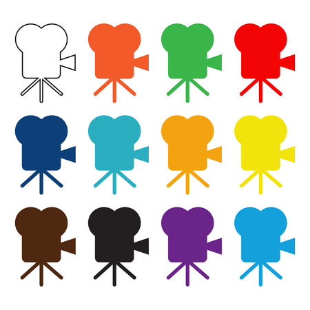 Movie Camera. Set color. Movies and cinema. Vector illustrationのイラスト素材
