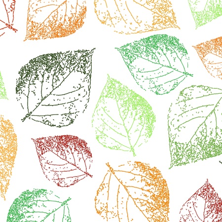 Autumn leaves. Seamless pattern. Hand draw. Graphic drawing. Vector illustration.のイラスト素材