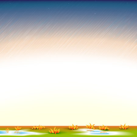 Autumn background, rainy, puddles, vector illustrationのイラスト素材