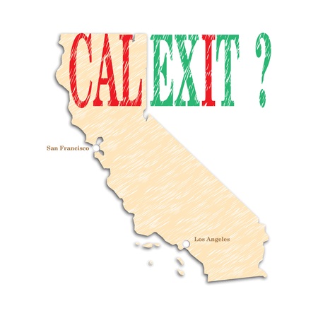 The referendum in the United States on California's independence. California campaign for independence. The question and the unknown. Calexit. Map of California. Vector illustrationのイラスト素材