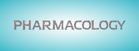 Pharmacology, inscription, vector illustrationのイラスト素材