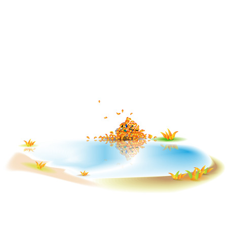 Autumn puddle, isolated, imageの写真素材