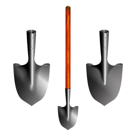 Bayonet shovel with a wooden handle, illustrationの写真素材