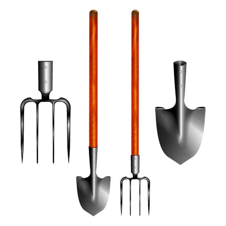 Bayonet spade, fork, isolated, illustrationの写真素材