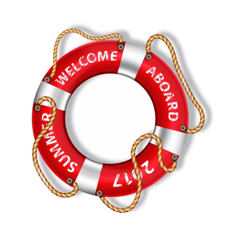 Colorful life buoy with the inscription (Welcome aboard), illustrationの写真素材