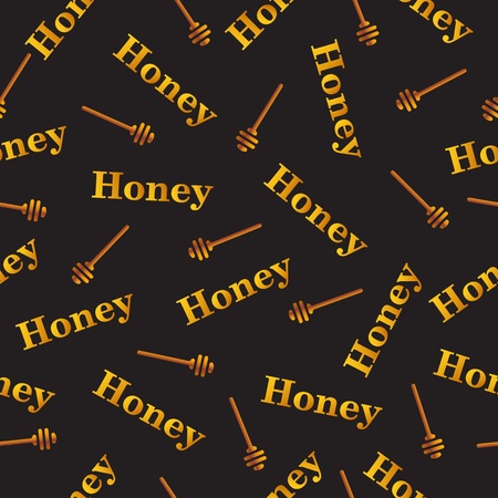 Honey. Pattern, Honey dipper on a black backgroundの写真素材