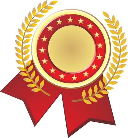 Gold Label With Ribbons, Isolated on Background, Illustration のイラスト素材