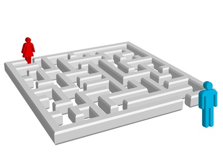 Maze Solution with man and woman symbolの写真素材