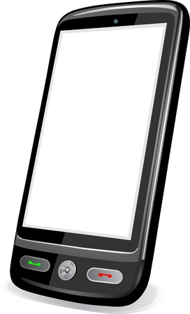 Realistic mobile phone with blank screen isolated on white backgroundのイラスト素材