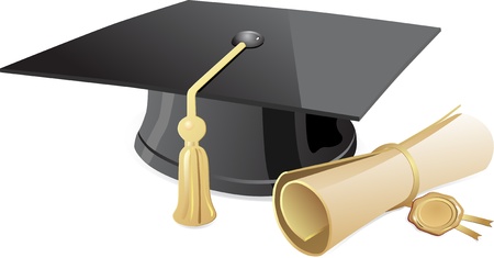 Graduation cap and diploma  Vector のイラスト素材