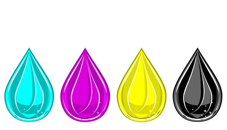 CMYK drops isolated in white background のイラスト素材