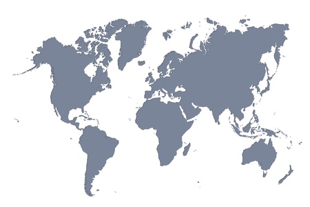 Dimensional 3D Wold Map with USA Europe Africa the Americas and Asia as an international symbol of global communications and intercontinental business as an illustration of an earth model  の写真素材