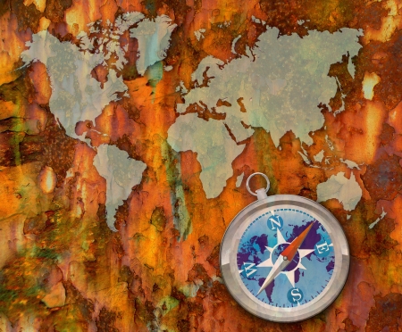 vintage world map with Compass                 の写真素材