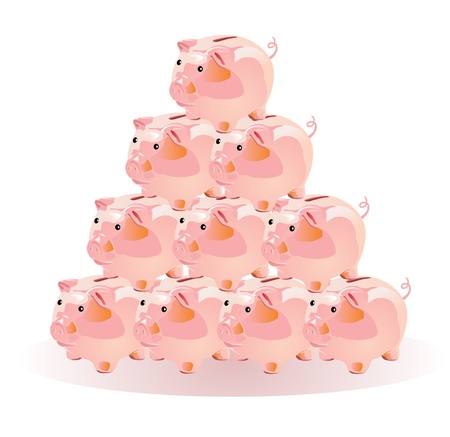 Piggy bank pyramidのイラスト素材