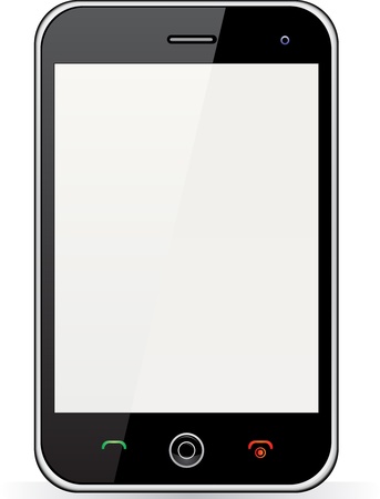 Realistic mobile phone with blank screen isolated on white background Realistic mobile phone with blank screen isolated on white background