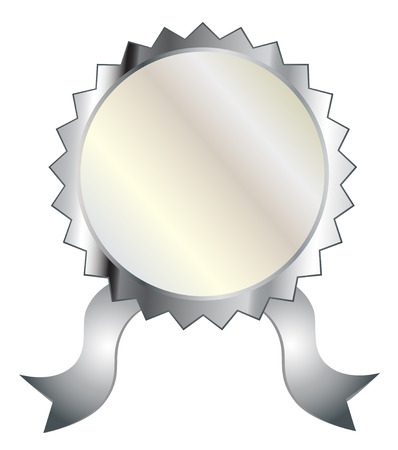 Blank silver seal or rosette isolated on white background with copy spaceのイラスト素材
