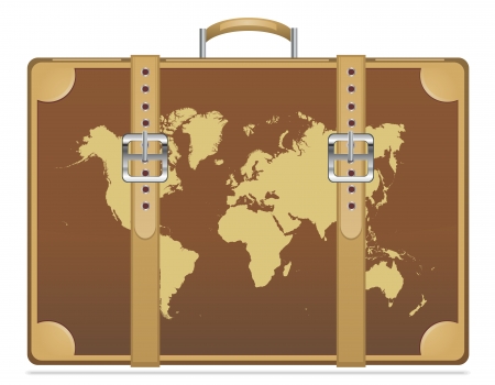 Travel suitcase with world mapのイラスト素材