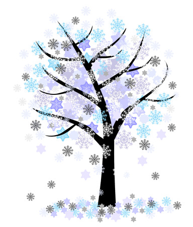 Winter tree with snowflakes  Christmas holiday のイラスト素材