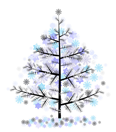 Christmas tree with snowflakesのイラスト素材