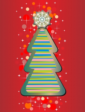Christmas tree on red background のイラスト素材