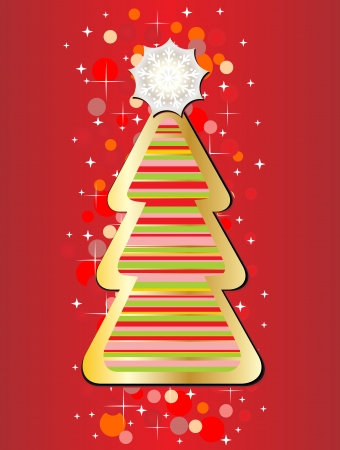 Christmas tree on red background のイラスト素材