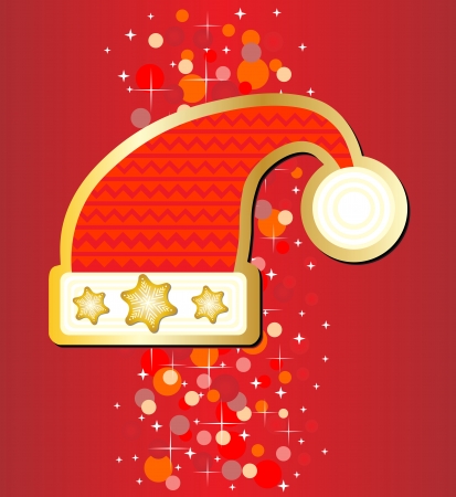 Santa hat on red background のイラスト素材