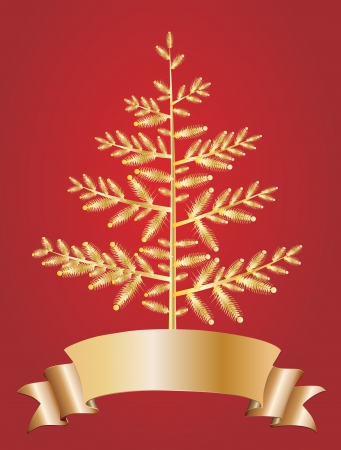 Christmas tree on red background のイラスト素材