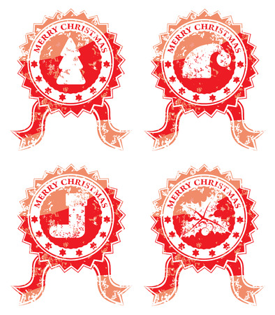 Merry christmas stamp isolated on whiteのイラスト素材