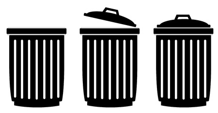 Trash can set on white background vector のイラスト素材