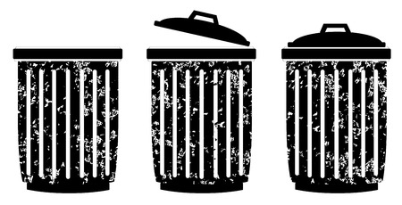 Trash can set on white background vector のイラスト素材