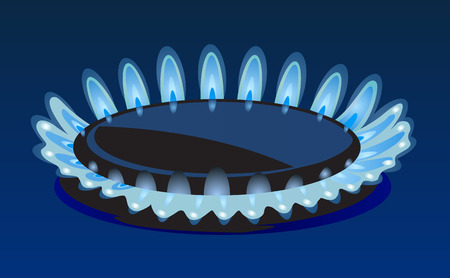 Flames of gas stove in the dark Vector eps 10のイラスト素材