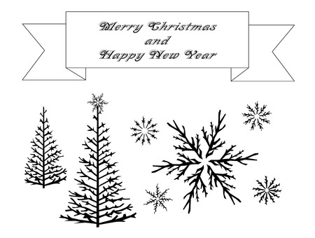 Christmas banner, tree and sow star eps 10のイラスト素材