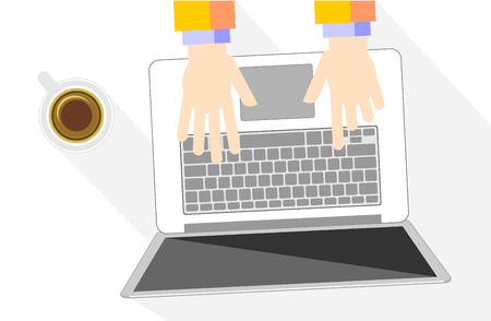 working on laptopのイラスト素材