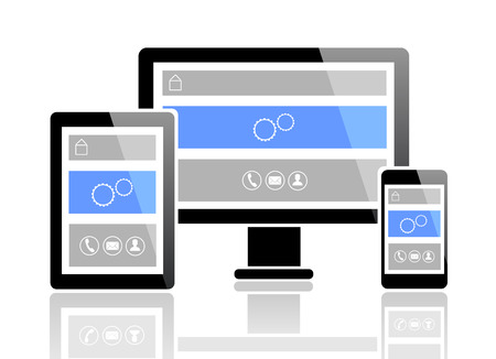Modern monitor, computer, phone, tablet width web layout on screen vector eps 10のイラスト素材