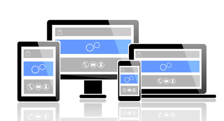 Modern monitor, computer, laptop, phone, tablet width web layout on screen vector eps 10のイラスト素材