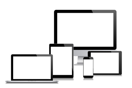 Modern monitor, computer, laptop, phone, a tablet on a white background vector eps 10のイラスト素材