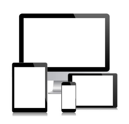 Modern monitor, computer, laptop, phone, a tablet on a white background vector eps 10のイラスト素材