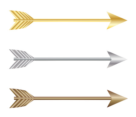 Bow arrows, gold silver and bronze vector eps 10のイラスト素材