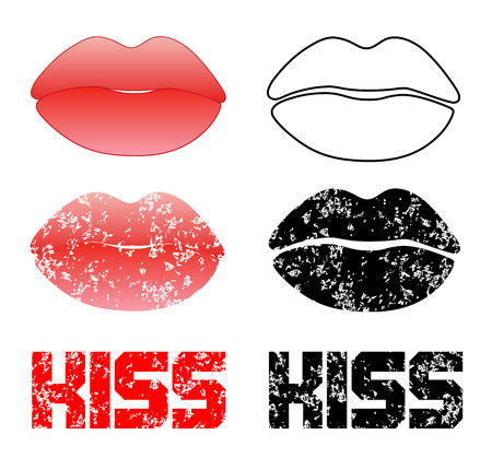Print of red lips grunge vector eps 10のイラスト素材