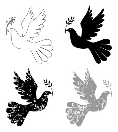 Peace dove with olive branchのイラスト素材