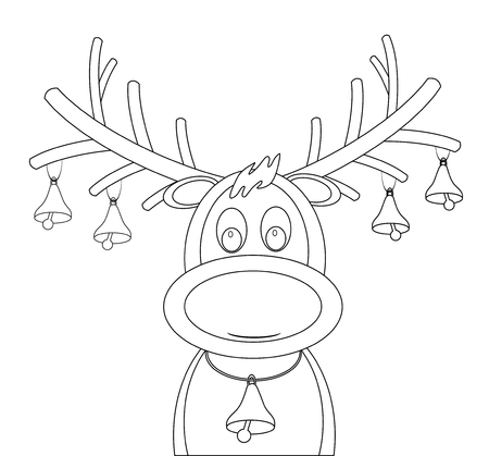 Rudolph reindeer with Christmas bells のイラスト素材