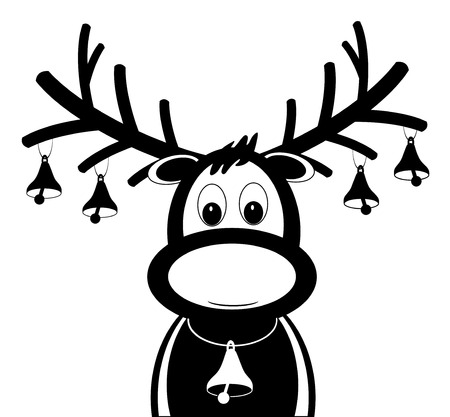 Rudolph reindeer with Christmas bellsのイラスト素材