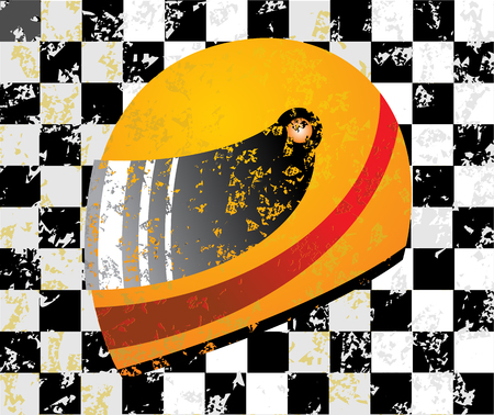 Racing helmet with flag vector illustrationのイラスト素材