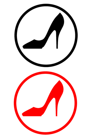 Black and red Elegant women high heelのイラスト素材