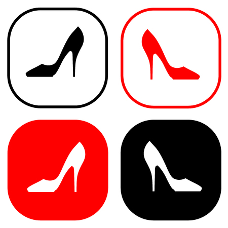 Black and red Elegant women high heel shoeのイラスト素材