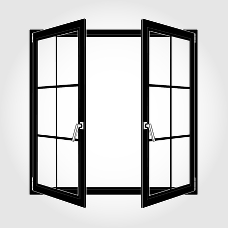 black opened window vectorのイラスト素材