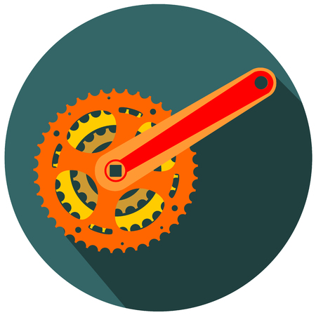 Bicycle gear, metal cogwheel flat icon design vector eps 10のイラスト素材